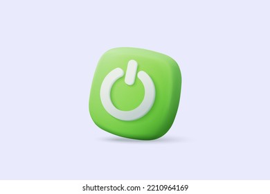 3d power start button icon isolated on white background. web push-button power on and off, correct, tick, problem, fail on application. 3d emergency switch icon vector with shadow render illustration