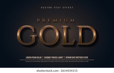 3d premium gold text effect featuring luxury metal typography, glossy sparkle texture and royal glitter light background designed for business advertisement and social media marketing. Gold text logo.
