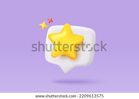 3d premium stars glossy icon for client feedback. Customer rating feedback from client about employee of UI website 3d concept. 3d star premium quality icon vector with shadow render illustration