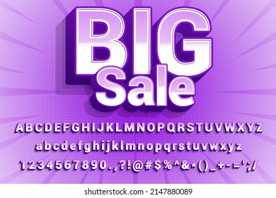 3d premium text effect Big Sale with  modern style purple color