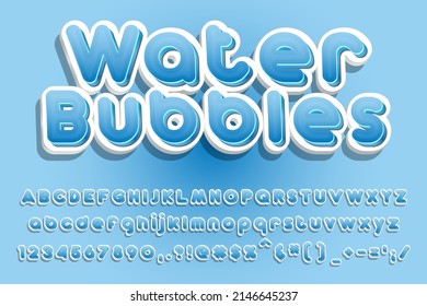 3d premium text effect blue water bubbles with modern style