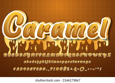 3d premium text effect caramel with modern style. Suitable for advertisement, title, business, banner, promotion and office, etc.