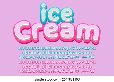 3d Premium Text Effect Ice Cream With Modern Style