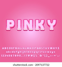 3d efecto de texto premium pinky con color rosa y fresco, adecuado para publicidad, título, negocio de productos, banner, promoción y oficina, etc.