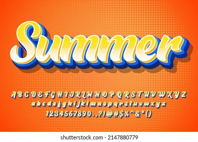 3d efecto de texto premium verano colorido con estilo moderno
