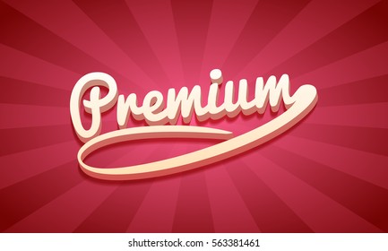 3D premium text, on a red retro background.