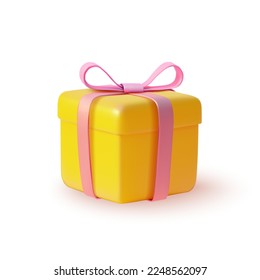 3d Present Gift Box Plasticine Cartoon Style Holiday Concept Isolated on a White Background . Vector illustration