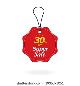 3D Price tag. Ilustración vectorial. Cupón de descuentos especiales. Superventa. 60 por ciento de descuento.