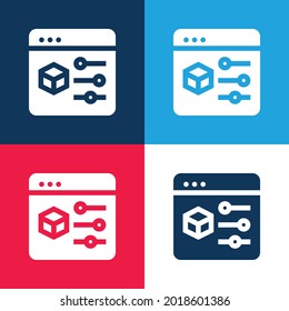 3d Print blue and red four color minimal icon set