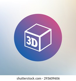 3D Print sign icon. 3d cube Printing symbol. Additive manufacturing. Icon on blurred background. Vector