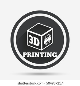 3D Print sign icon. 3d cube Printing symbol.