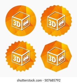 3D Print sign icon. 3d cube Printing symbol.