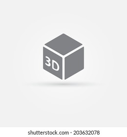 3D Print Vector Icon - 3d Cube Printing Symbol