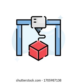 3D Print vector illustration. Filled outline style icon. Technology & Smart Working symbol. 