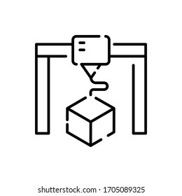 3D Print vector illustration. Technology & Smart Working symbol line icon. 