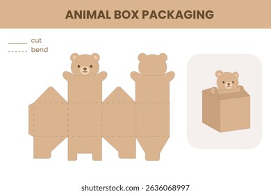 3D printable bear box template for kids’ crafts and gifts. Easy to cut and fold, fun for learning and play. Great for parties or DIY packaging.
