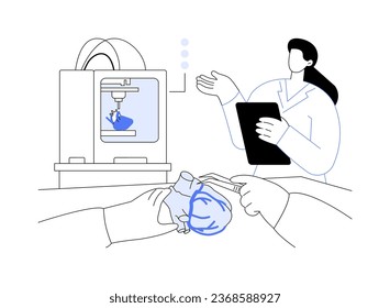 3D printed anatomical model abstract concept vector illustration. Doctors preparing for surgery using anatomical model, modern IT technology in medicine, 3D printing industry abstract metaphor.