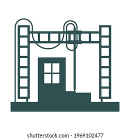 3D printed houses - innovative construction technology. Isolated flat vector icon