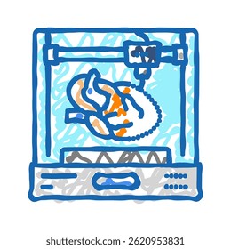3d printed human organ future technology doodle icon sketch vector. 3d printed human organ future technology sign. isolated symbol illustration