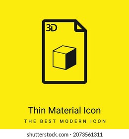 3d Printed Sheet Of Paper With A Cube Image minimal bright yellow material icon