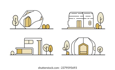 Illustrationssatz für 3D-gedruckte Kleinhäuser