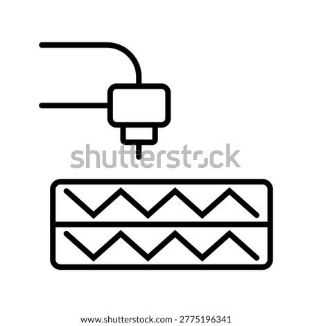 3d printed wall icon. Industry and additive manufacturing line symbol. Black and white.