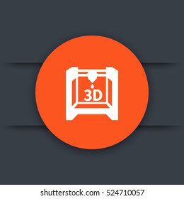 3d printer, additive manufacturing round icon