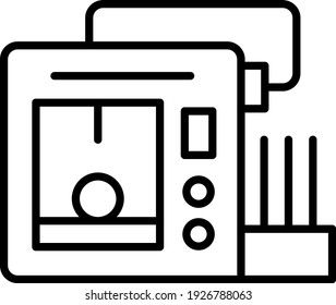 3D Printer Arm With Reel Concept, Additive Manufacturing Symbol On White Background, Cnc Machine With Moving Head Vector Line Icon Design, 