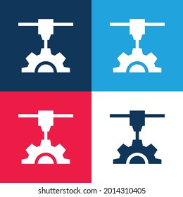 3d Printer blue and red four color minimal icon set