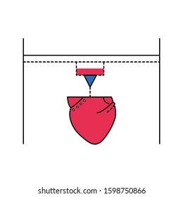 3D printer color line icon. Device. Uses the method of layer-by-layer creation of a physical object. Pictogram for web page, mobile app, promo. UI UX GUI design element. Editable stroke.