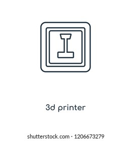 3d printer concept line icon. Linear 3d printer concept outline symbol design. This simple element illustration can be used for web and mobile UI/UX.