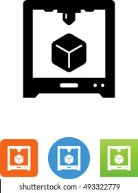 3-D Printer With Cube Icon