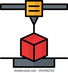 3D Printer Design Draft Concept Vector Color Icon Design, additive manufacturing Symbol on white background
