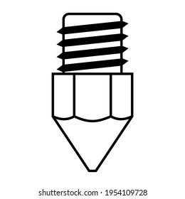 3d Printer Extruder Nozzle Icon, Vector 3d Printing Nozzle Extruder Symbol