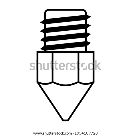 3d printer extruder nozzle icon, vector 3d printing nozzle extruder symbol