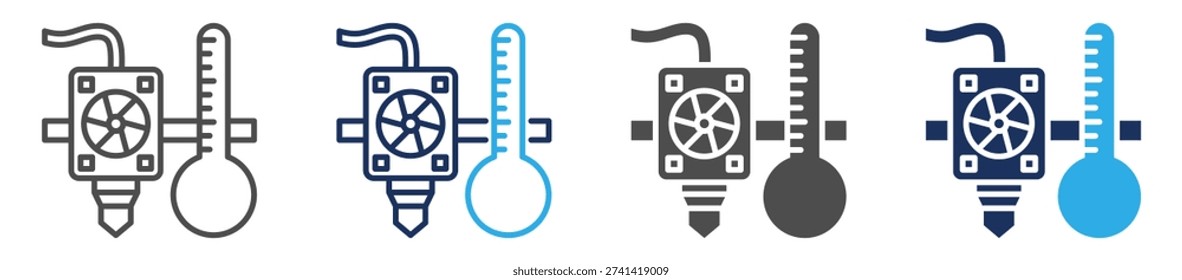 3d printer extruder temperature icon sheet multi concept