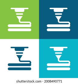 3d Printer Flat four color minimal icon set