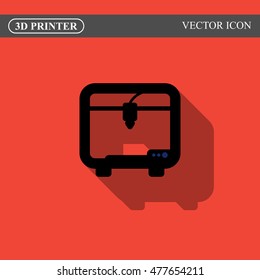 3d printer flat icon concept