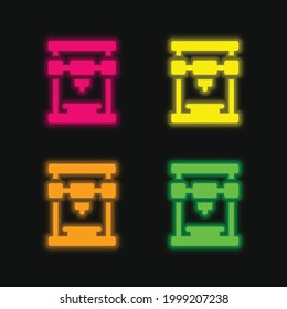 3d Impresora icono de vector de neón brillante de cuatro colores