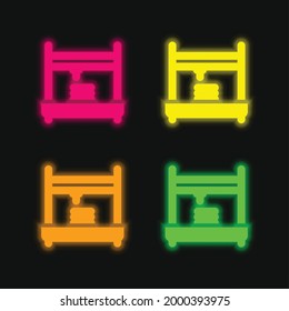 3d Impresora icono de vector de neón brillante de cuatro colores