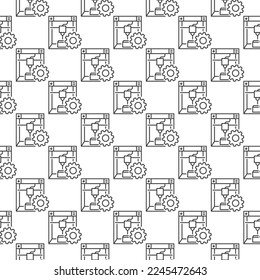 3d Printer with Gear vector outline seamless pattern. Additive Manufacturing Settings concept simple background