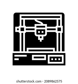 3d printer glyph icon vector. 3d printer sign. isolated contour symbol black illustration