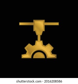 3 d Icono metálico de la impresora chapado en oro o vector de logotipo