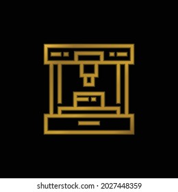 3d Printer gold plated metalic icon or logo vector