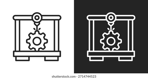 3d Printer Icon In Black And White Line Style