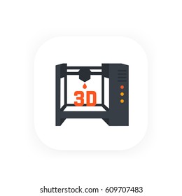 3d printer icon, flat style