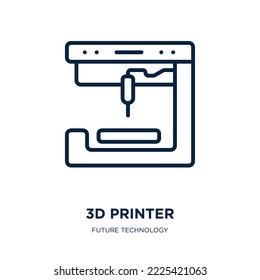 3d printer icon from future technology collection. Thin linear 3d printer, business, office outline icon isolated on white background. Line vector 3d printer sign, symbol for web and mobile