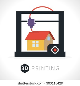 3d printer icon. Illustration of desktop 3d printer.
