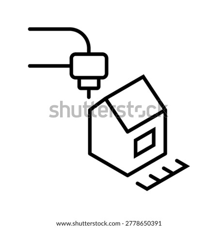 3d printer icon. Industry and additive manufacturing line symbol. Black and white.