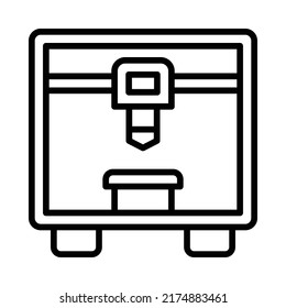 3D Printer Icon. Line Art Style Design Isolated On White Background